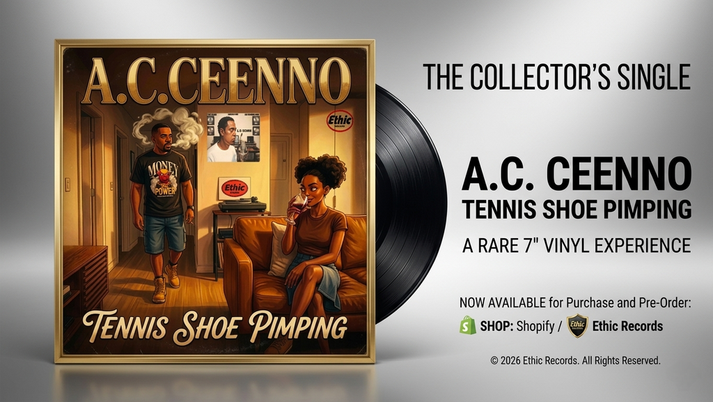 Vinyl record with A.C. Ceenno album cover featuring two people in a room.