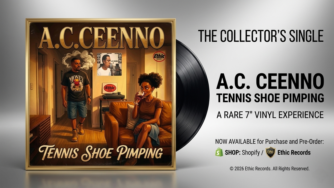Vinyl record with A.C. Ceenno album cover featuring two people in a room.